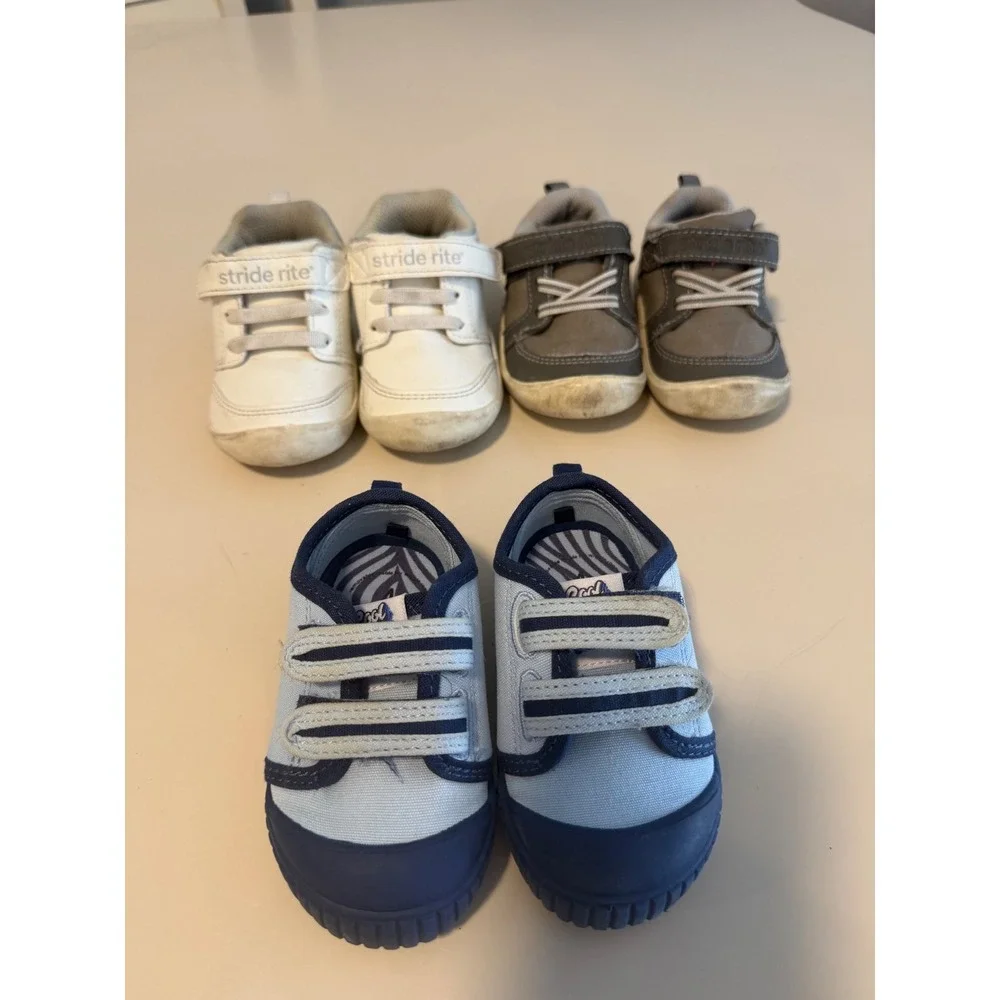 Munchkin Stride Rite Wonder Nation Toddler Shoes Bundle Size 4/5 White Grey Blue